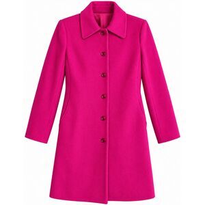 Chadwicks Pink Wool Long Coat Button Front Classic Peacoat